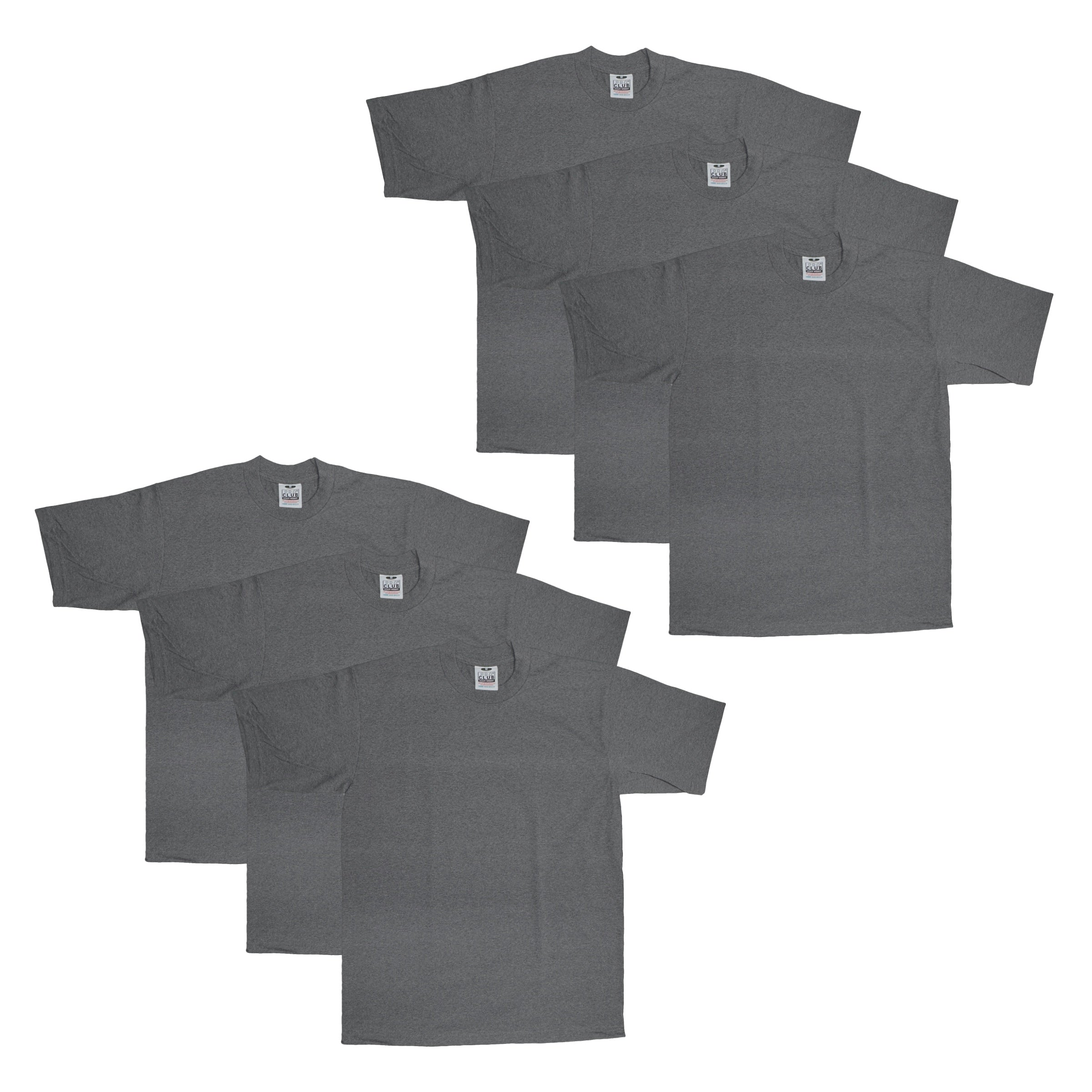 6-Pack Pro Club Men's Heavyweight Cotton Short Sleeve Crew Neck T-Shirt