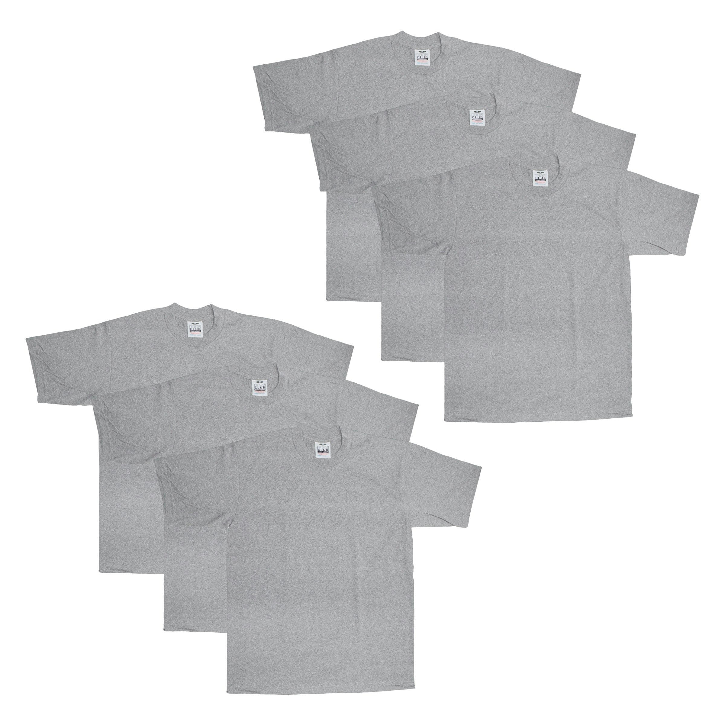 6-Pack Pro Club Men's Heavyweight Cotton Short Sleeve Crew Neck T-Shirt