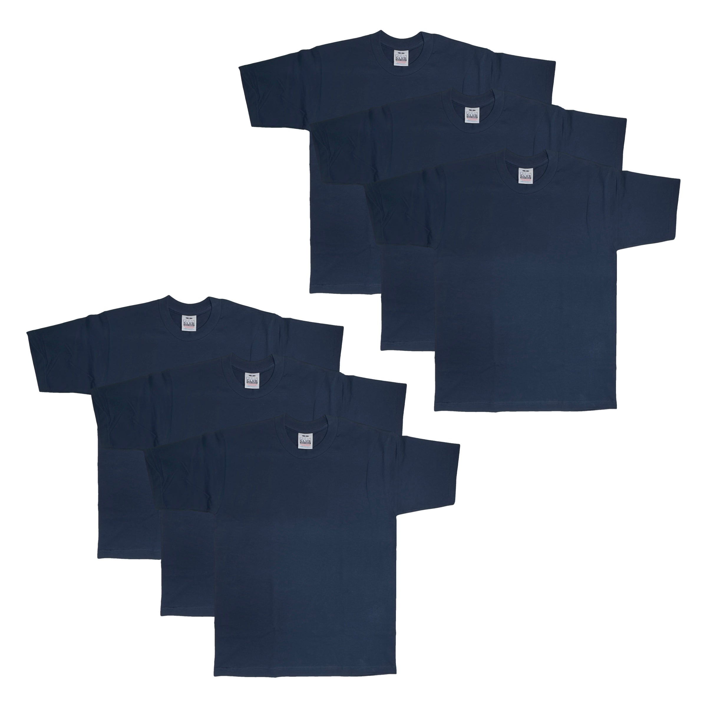 6-Pack Pro Club Men's Heavyweight Cotton Short Sleeve Crew Neck T-Shirt