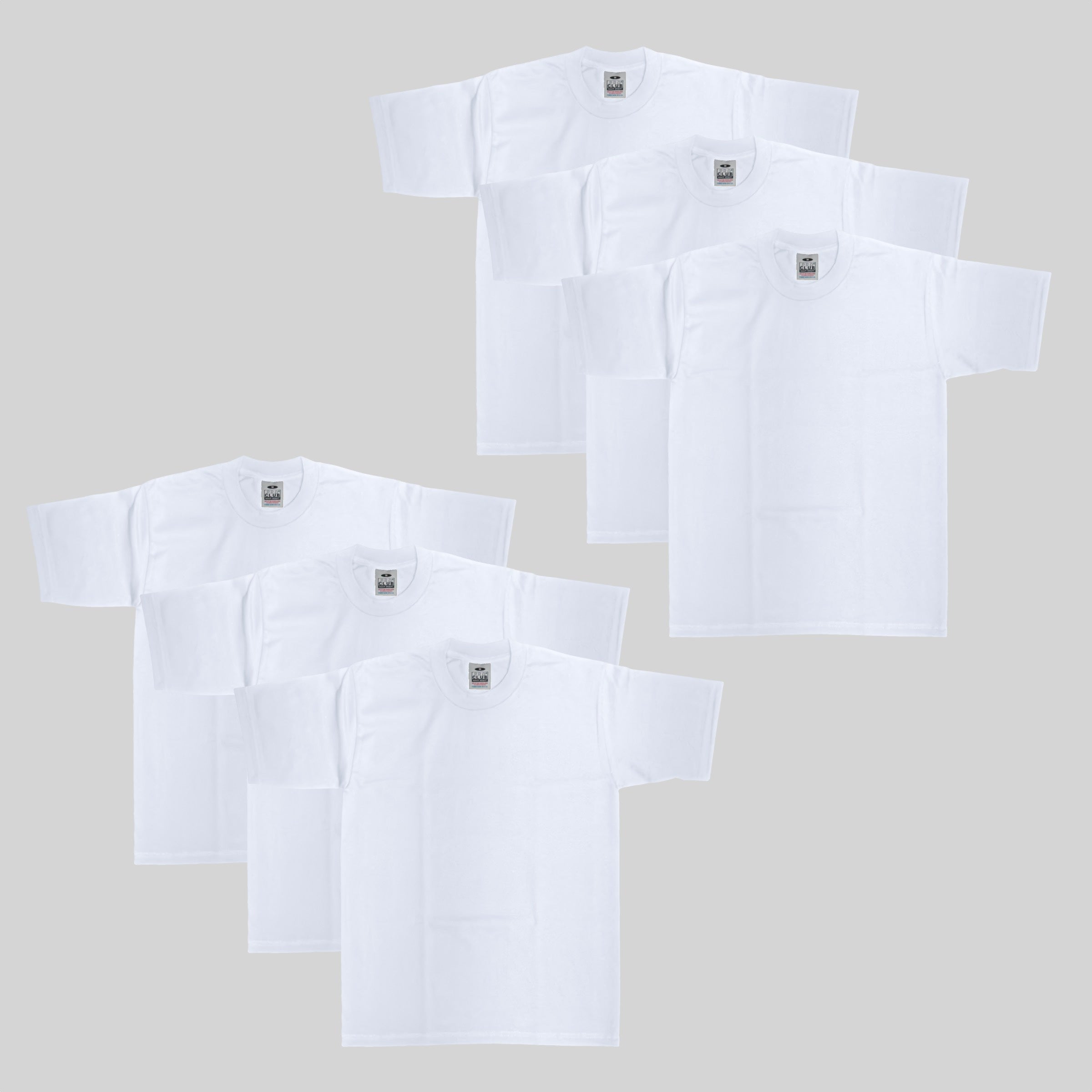 6-Pack Pro Club Men's Heavyweight Cotton Short Sleeve Crew Neck T-Shirt