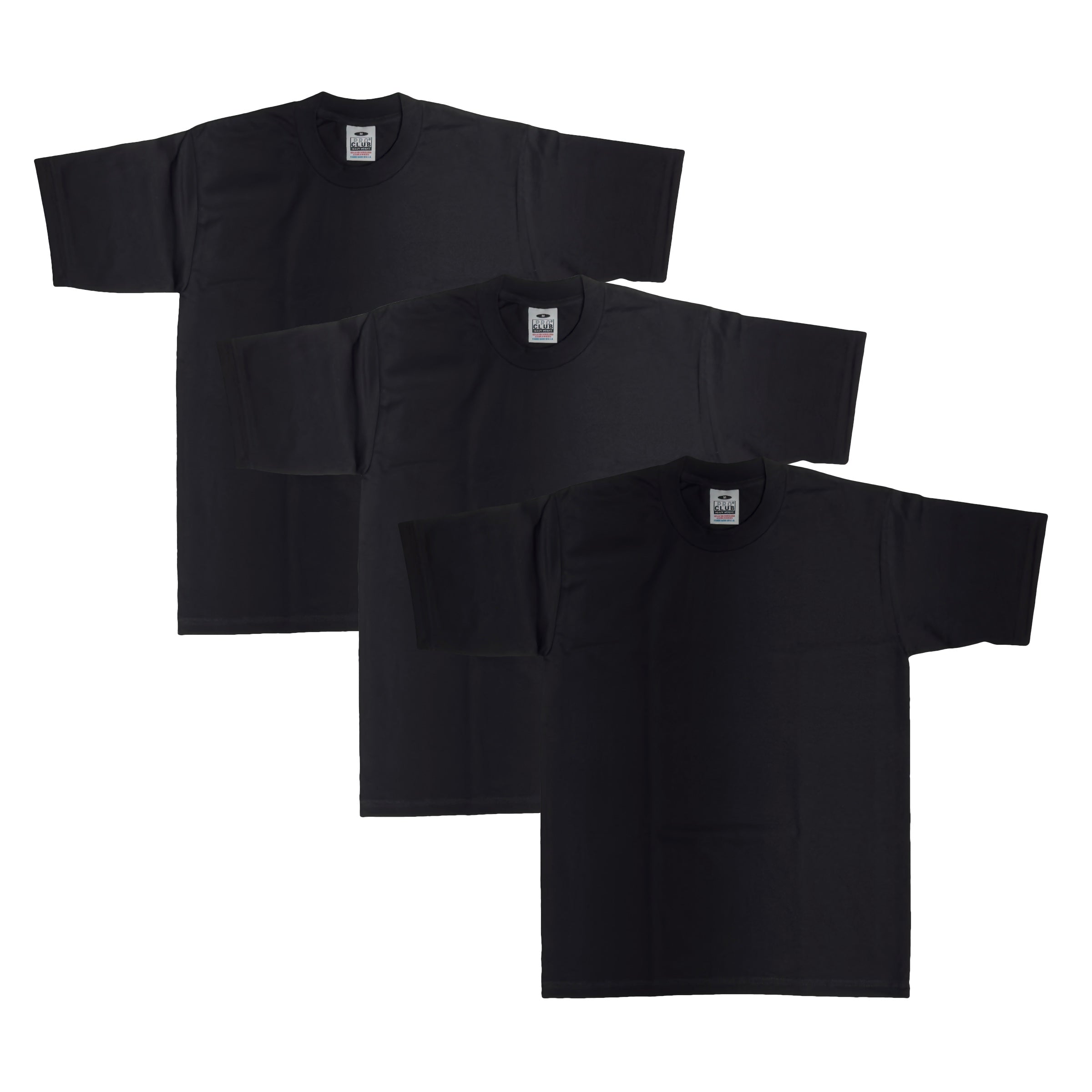 3-Pack Pro Club Men's Heavyweight Cotton Short Sleeve Crew Neck T-Shirt