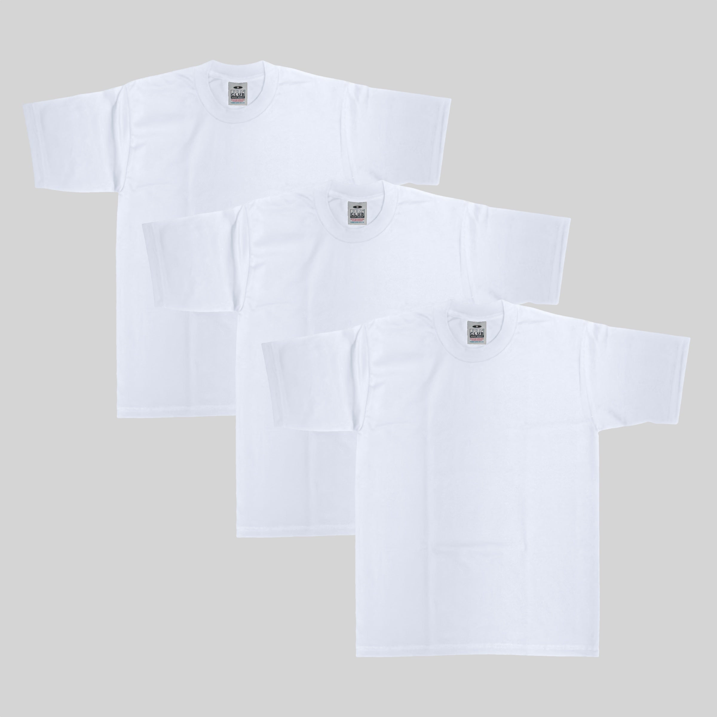 3-Pack Pro Club Men's Heavyweight Cotton Short Sleeve Crew Neck T-Shirt