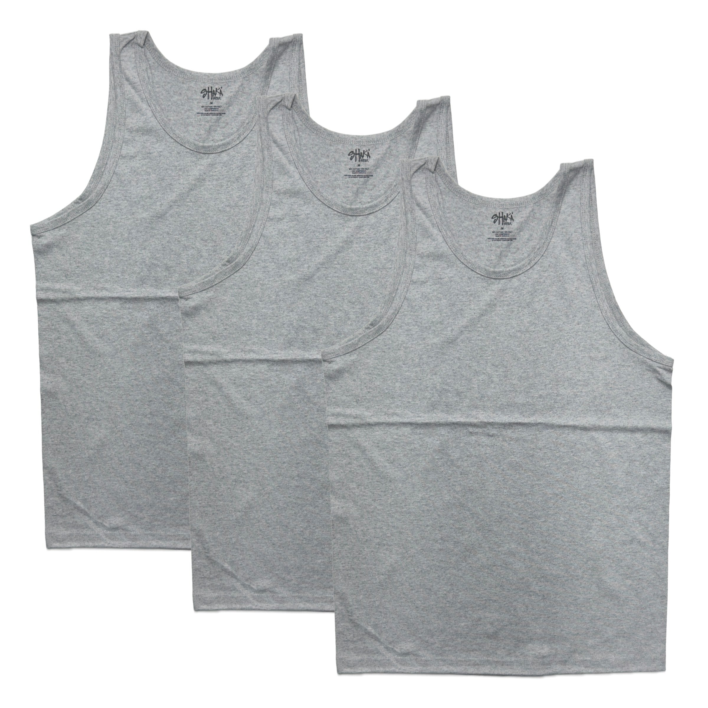 Shaka Wear SW-TANK heavyweight men's tank top side view showing ribbed hem and silhouette
