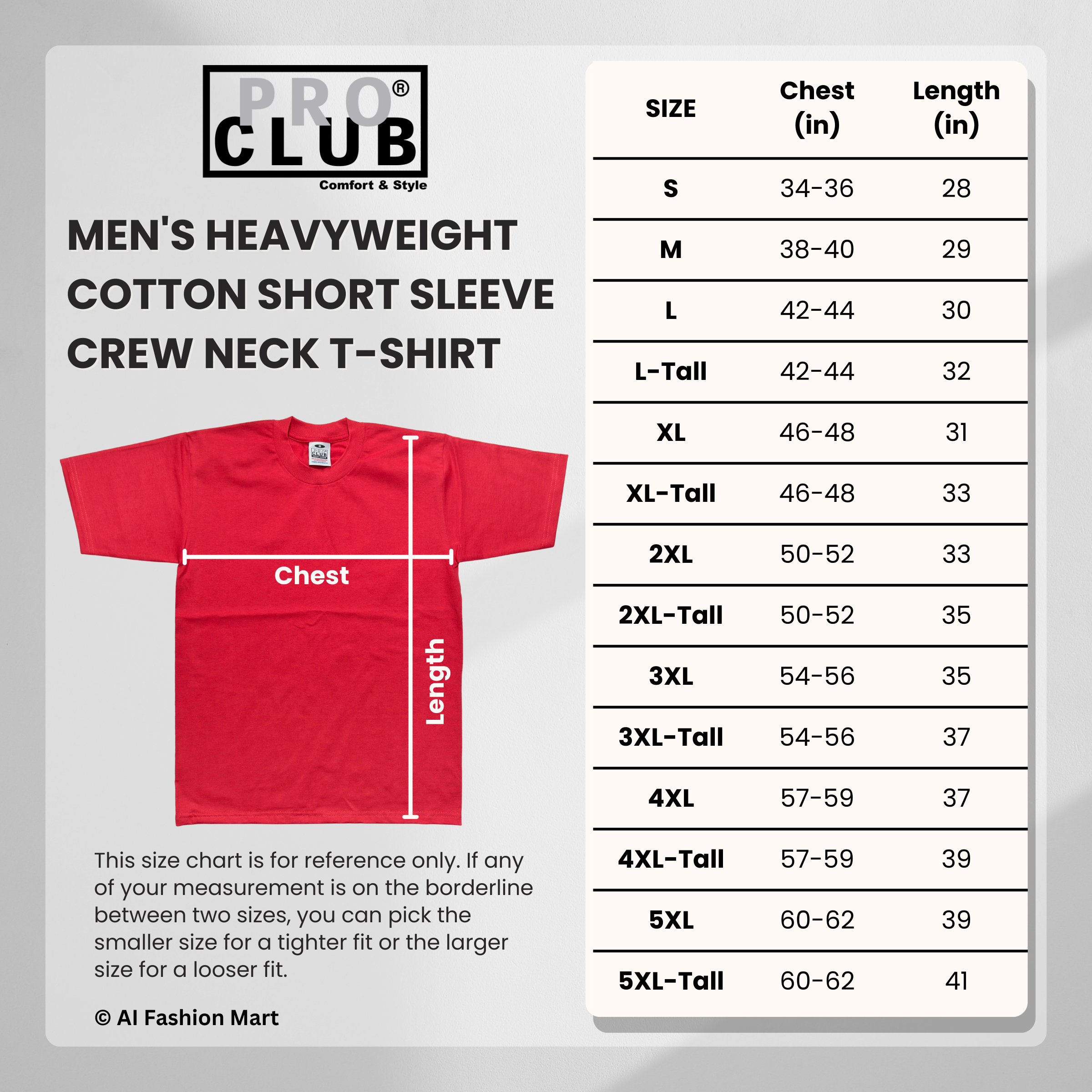 Pro Club Men's Heavyweight Cotton Short Sleeve Crew Neck T-Shirt (More Colors)