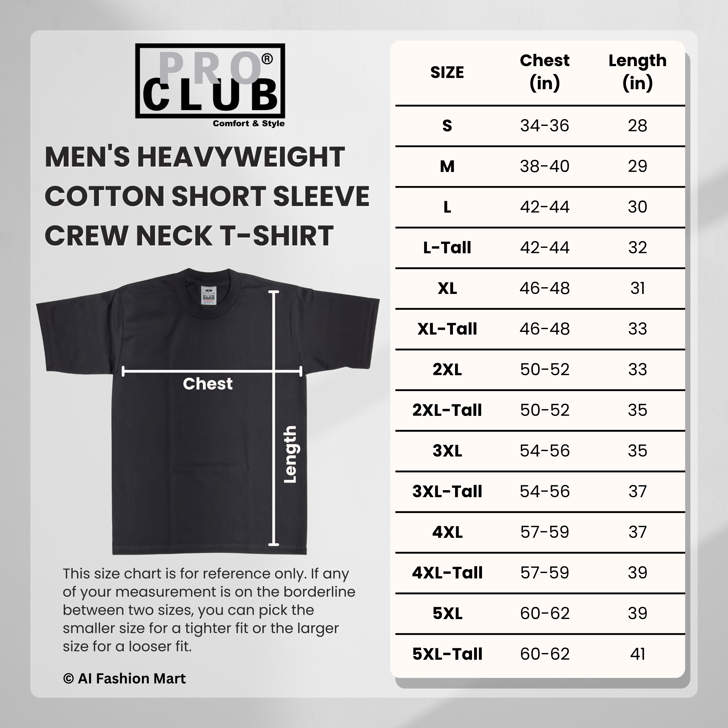 Pro Club Men's Heavyweight Cotton Short Sleeve Crew Neck T-Shirt