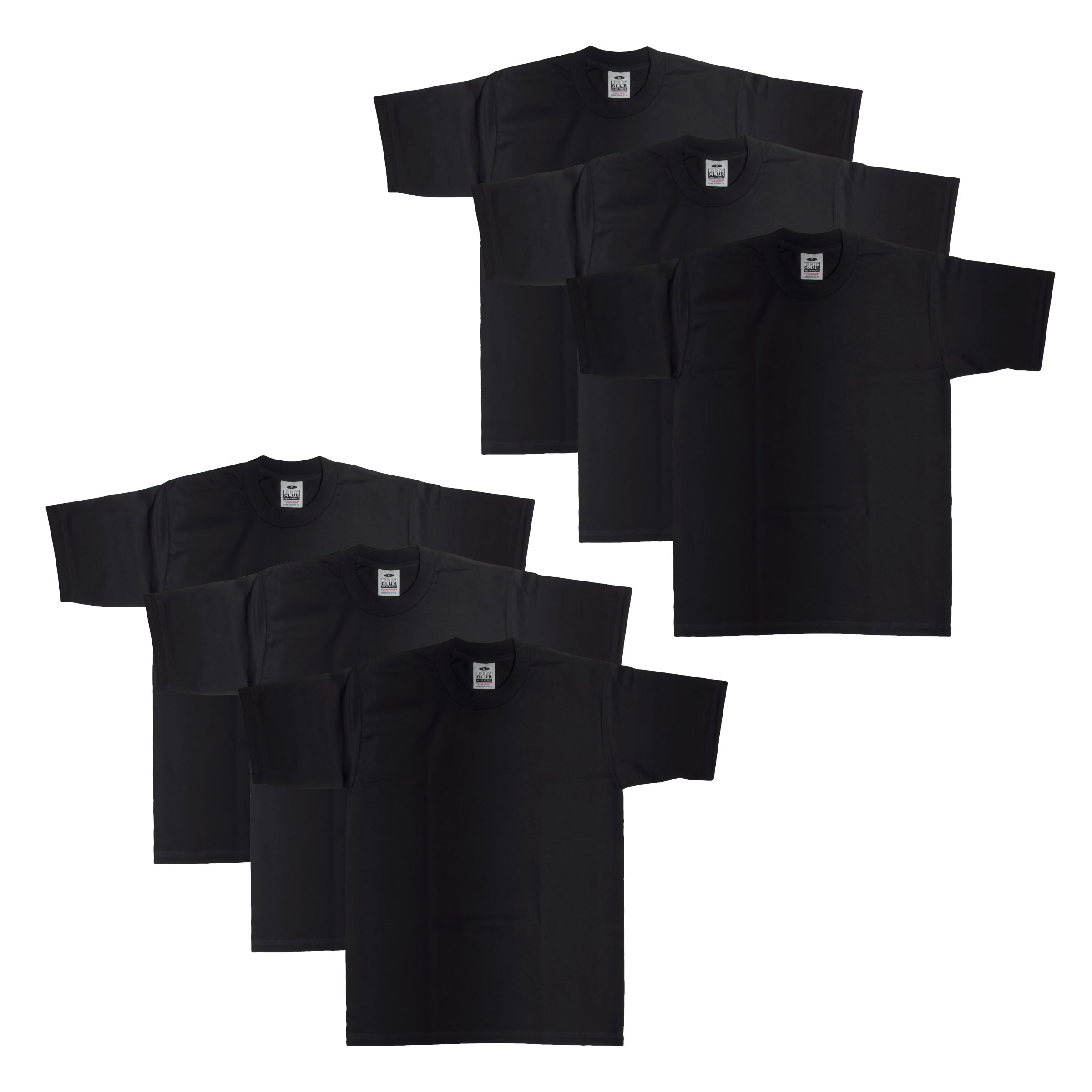 6-Pack Pro Club Men's Heavyweight Cotton Short Sleeve Crew Neck T-Shirt