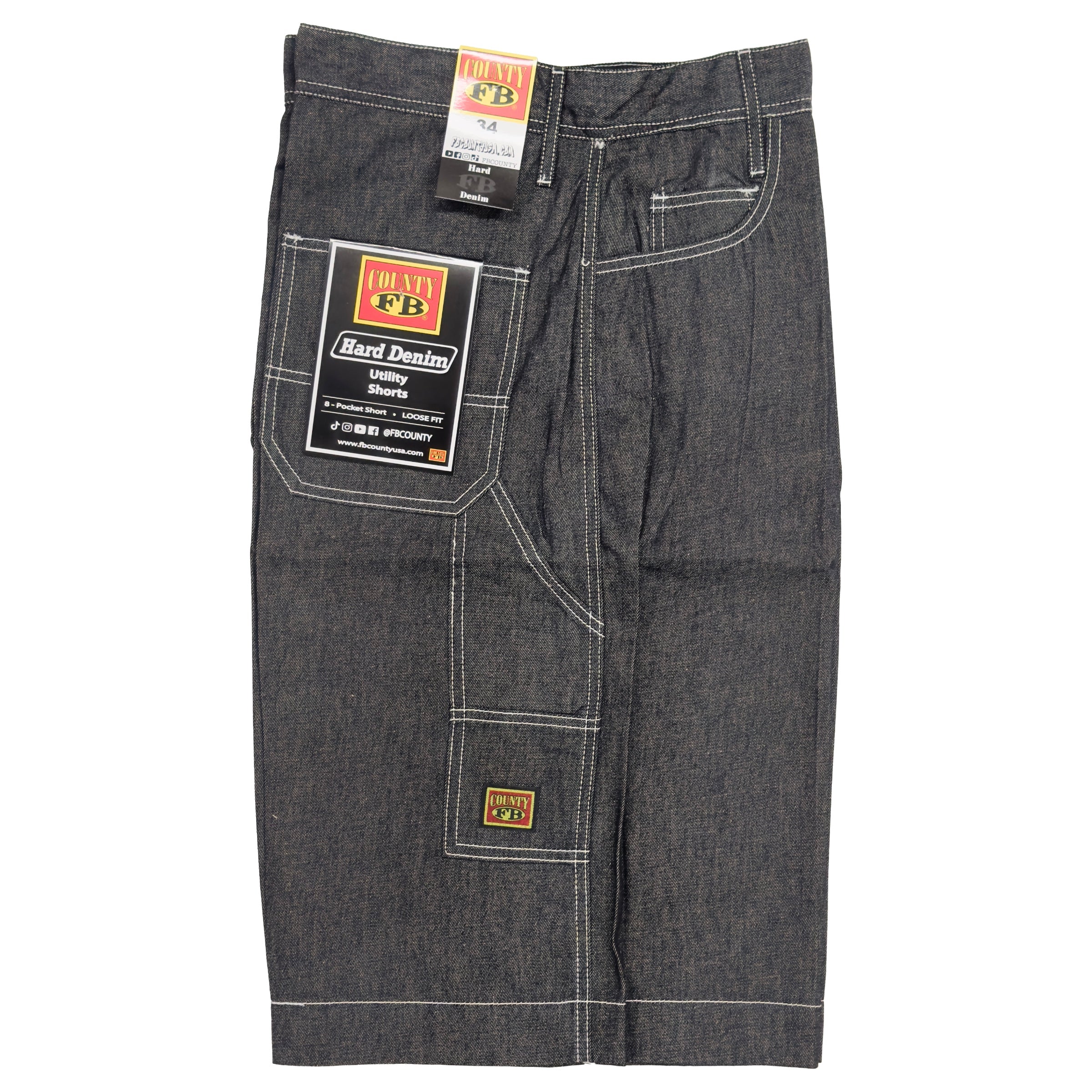 FB County Hard Denim Utility Shorts