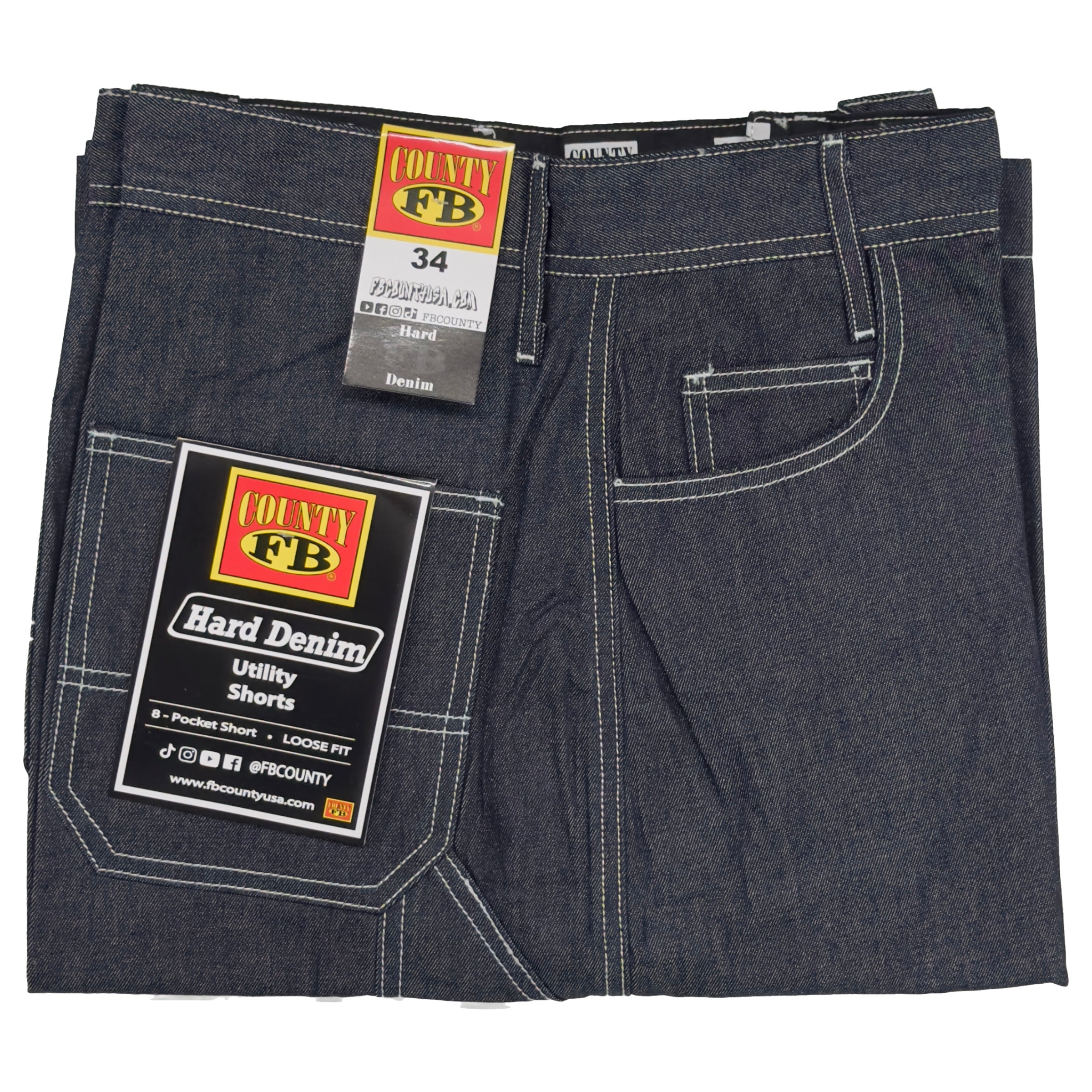 FB County Hard Denim Utility Shorts