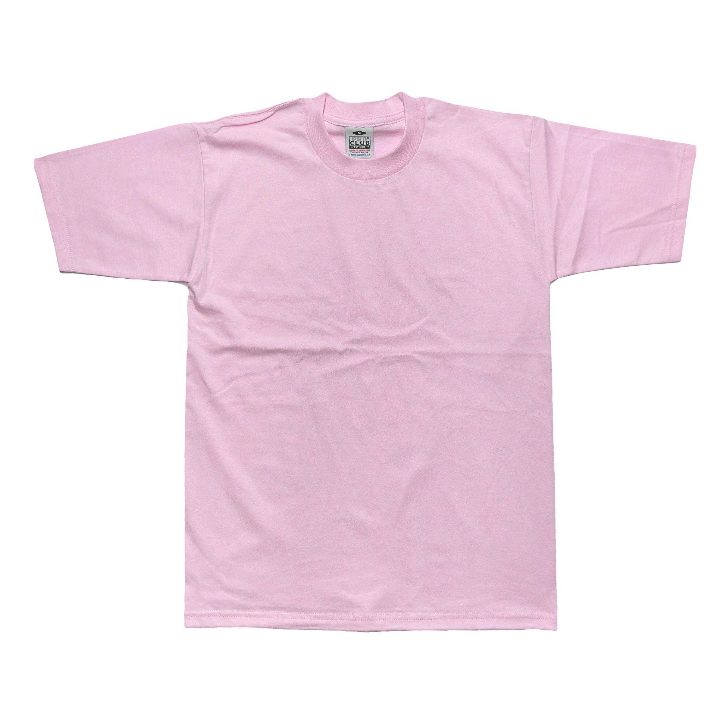 Pro Club Men's Heavyweight Cotton Short Sleeve Crew Neck T-Shirt (Pink/Sky Blue/Purple) - AI Fashion Mart