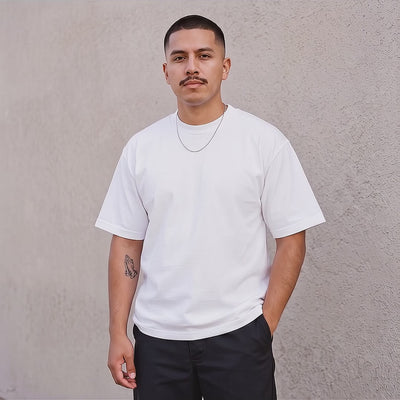 Model wearing the Pro Club heavyweight short sleeve tee in White (video)