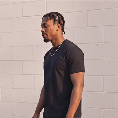 Model wearing the Shaka Wear 6.0 oz Active tee in Black (video)